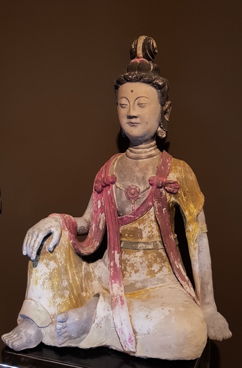 China - Large Polychrome Guanyin Statue - Qing Dynasty - 19th.-photo-2