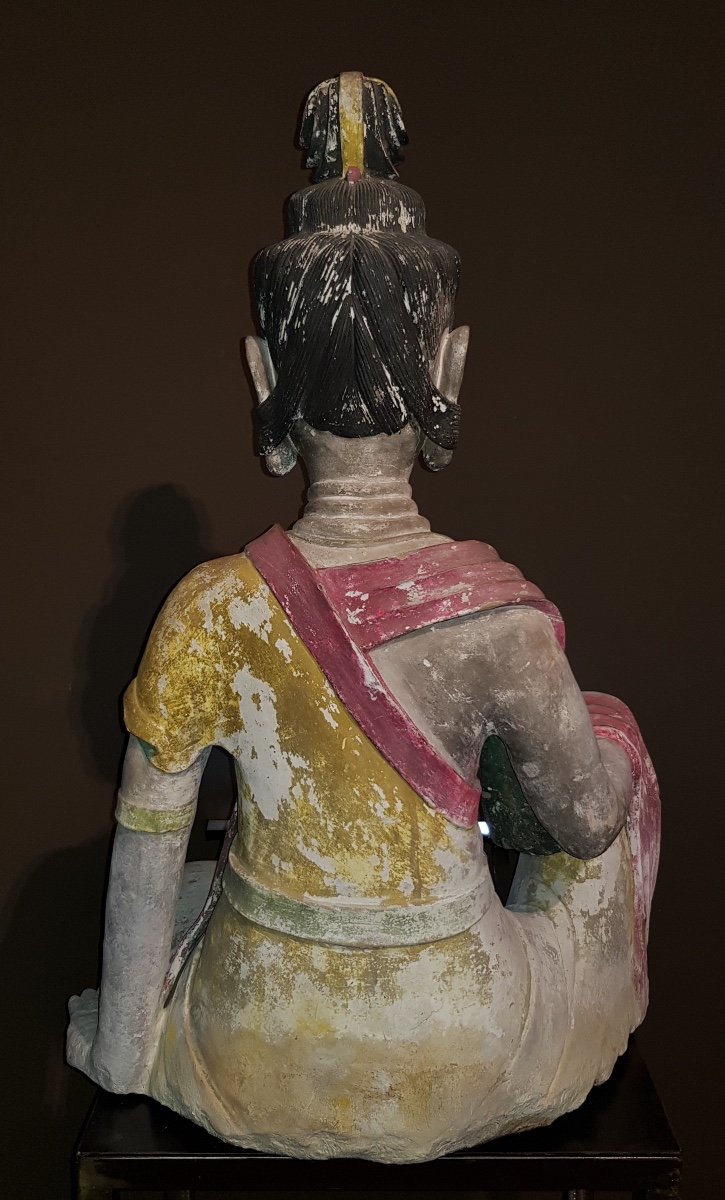 China - Large Polychrome Guanyin Statue - Qing Dynasty - 19th.-photo-5