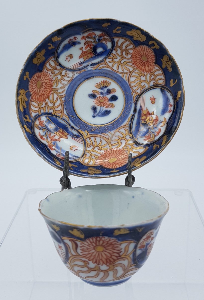 Japan - Pair Of Small Cups And Saucers With Imari Decor - Edo 18th-photo-2