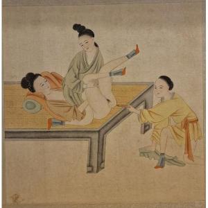 China - Erotic Painting - Canton School - Late 19th.