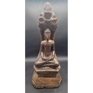 Thailand - Wooden Buddha - Naga - 19th.