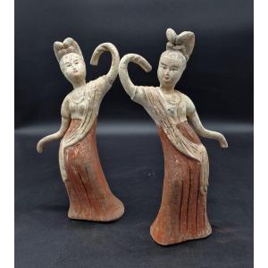 Chine - Paire De Danseuses - Dynastie Tang - Tl.