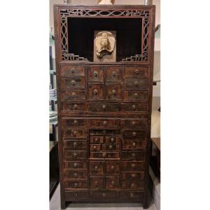 China - Rare Double-body Apothecary Cabinet - 19th Century.