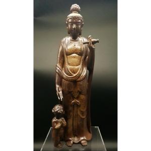 Bodhisattva Kannon - Grès De Bizen - Ère Showa