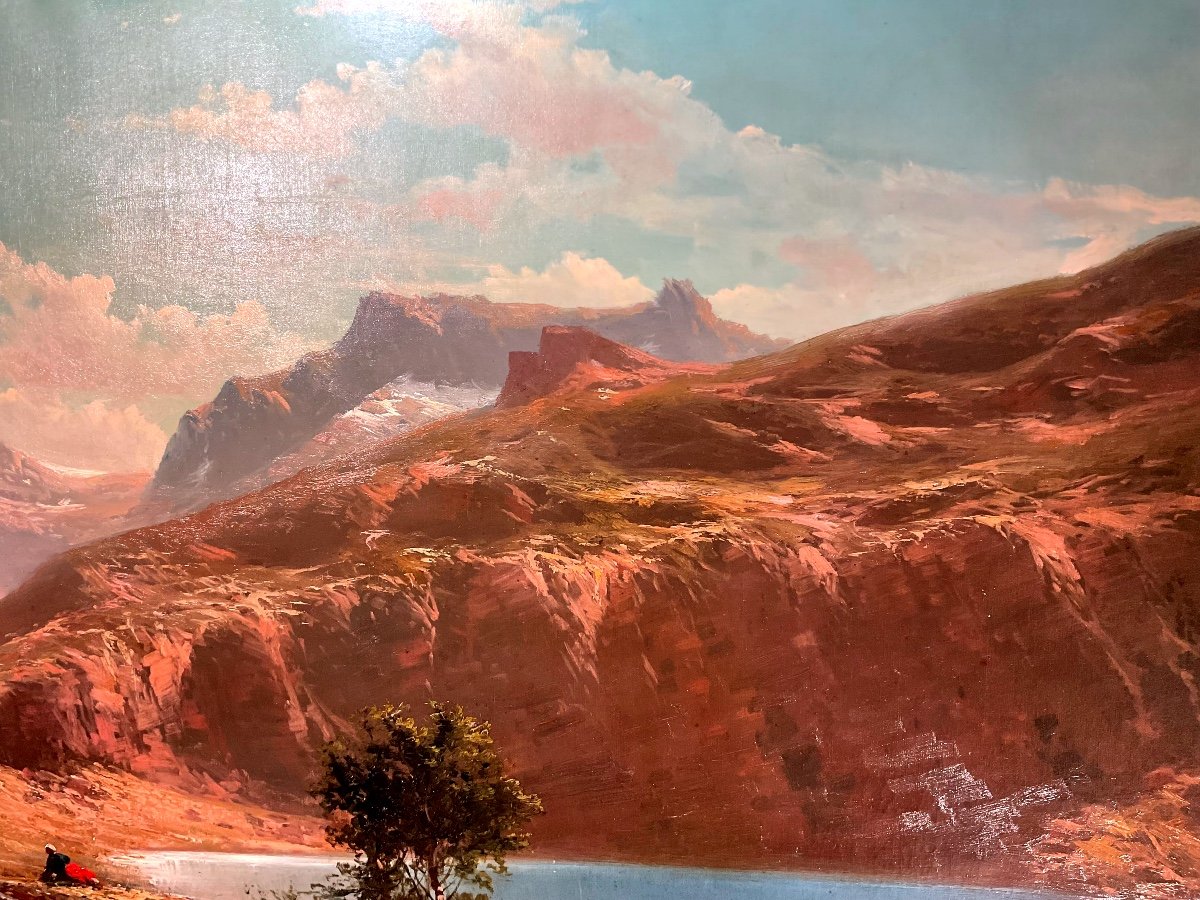 Tableau Par Alfred Godchaux(1839-1907) « vue Des Pyrénées » -photo-1