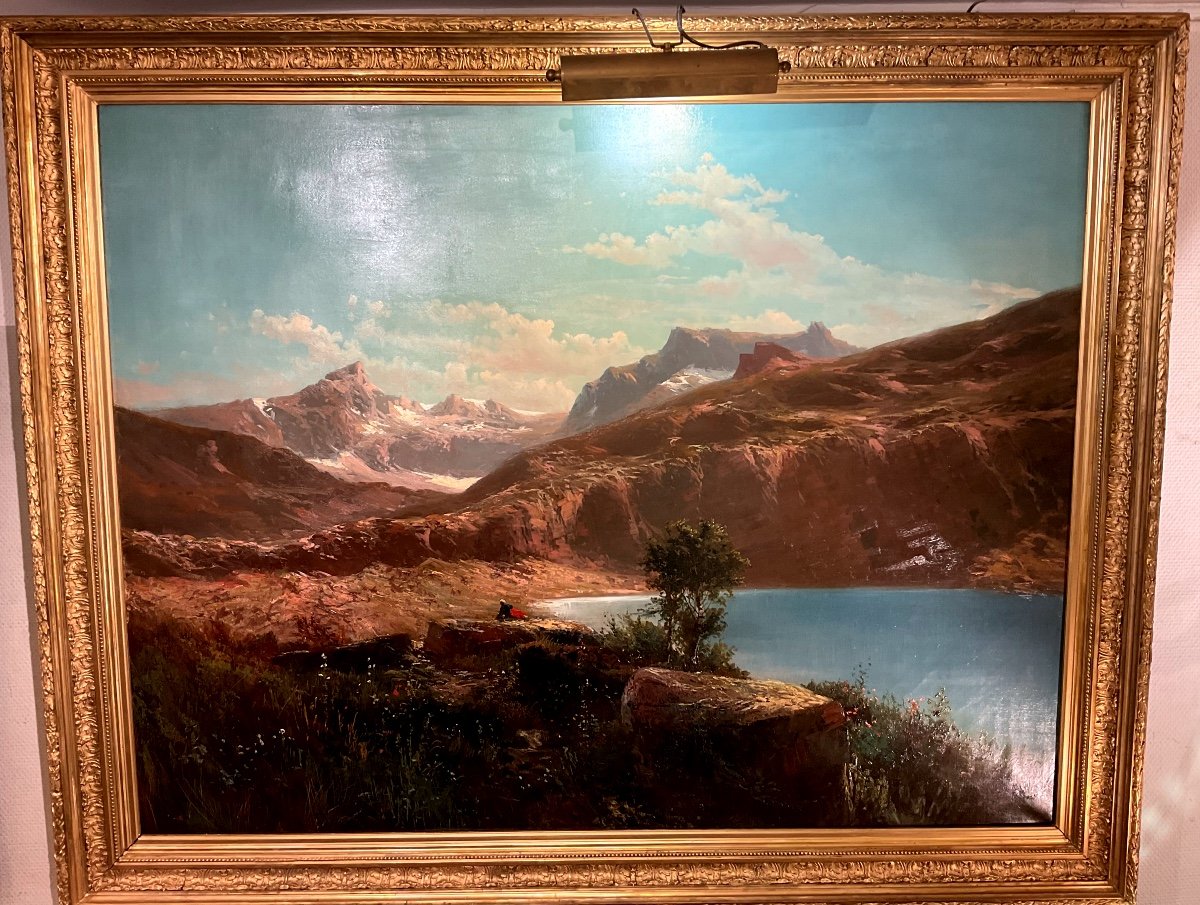 Tableau Par Alfred Godchaux(1839-1907) « vue Des Pyrénées » 