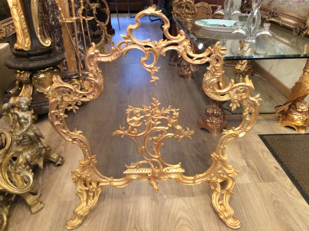 Firewall Gilt Bronze Louis XV Style D Late Period 19 Eme