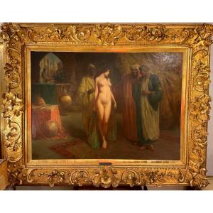 Painting By édouard Ansen-hofmann (1862-1955) “slave Market”