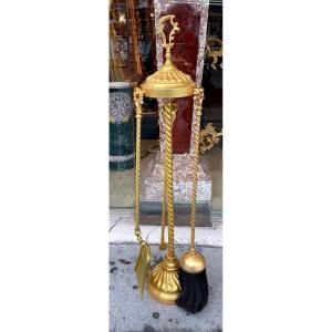 Fireplace Set 19 Eme Louis XVI Style Gilt Bronze