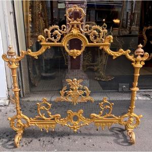 Louis XIII Style Fire Screen From Napoleon III Period In Gilded Bronze 