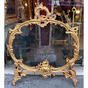 Gilded Bronze Fireplace Screen Late 19th Century Louis XVI Style