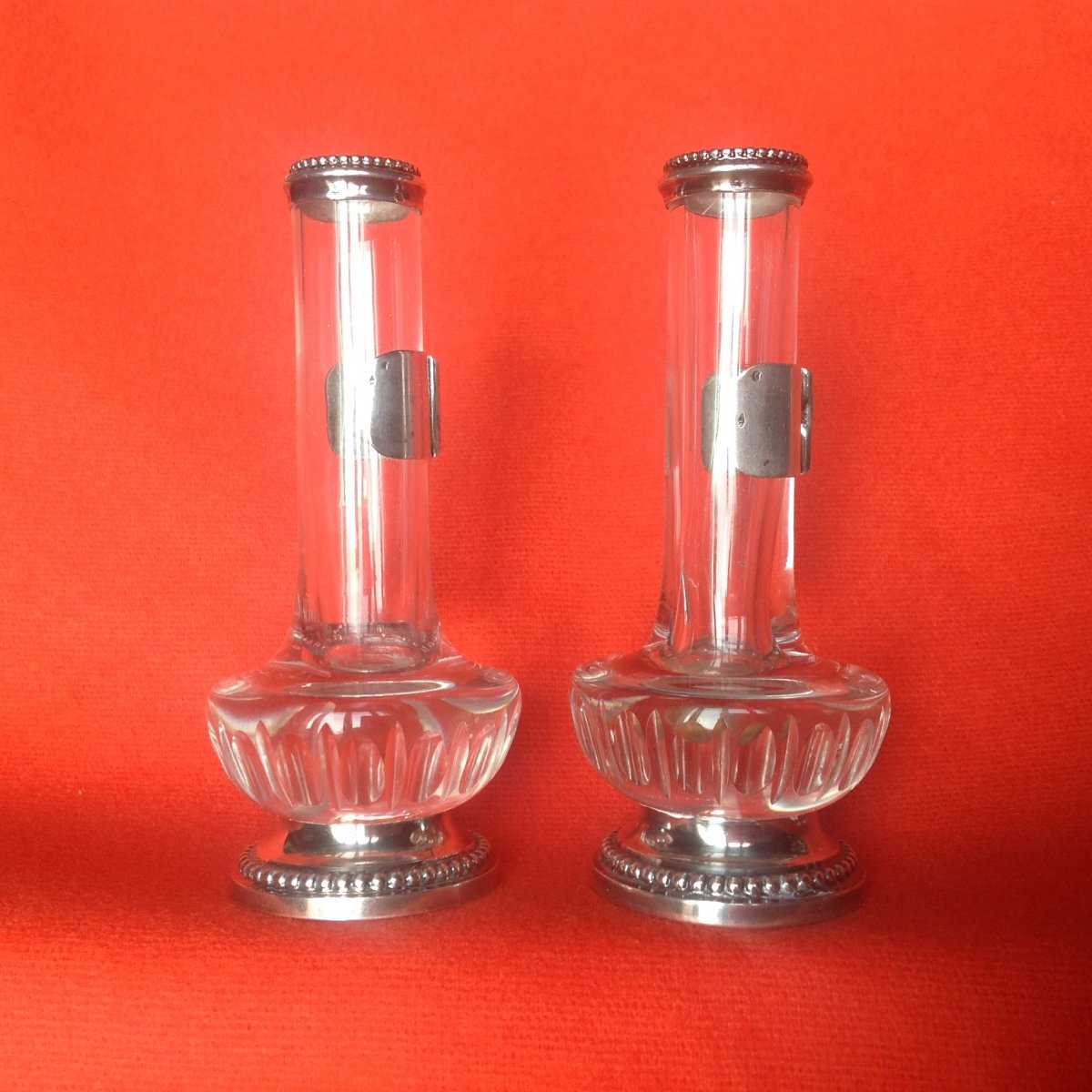 Bouquetières Soliflores Crystal Silver Of A Pair