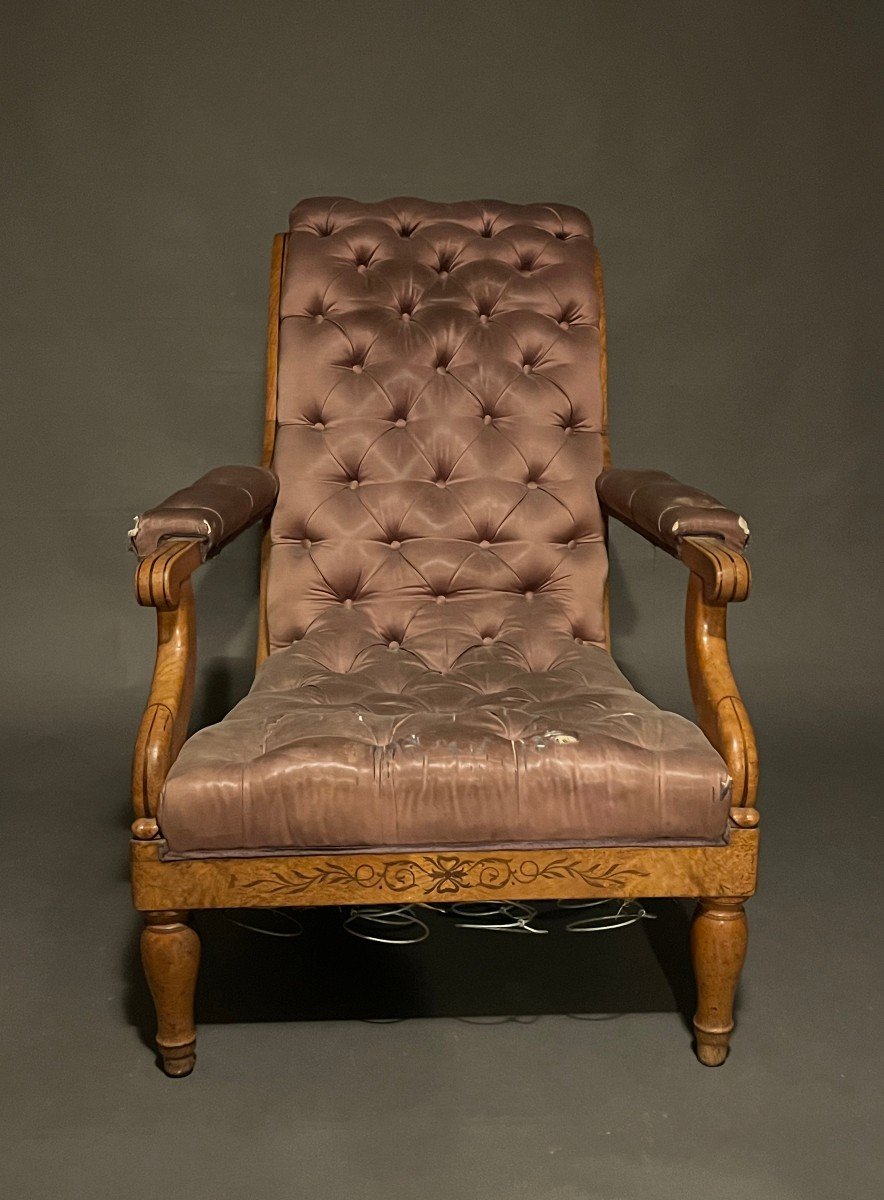 Fauteuil de repos d'époque Charles X en frêne.-photo-2