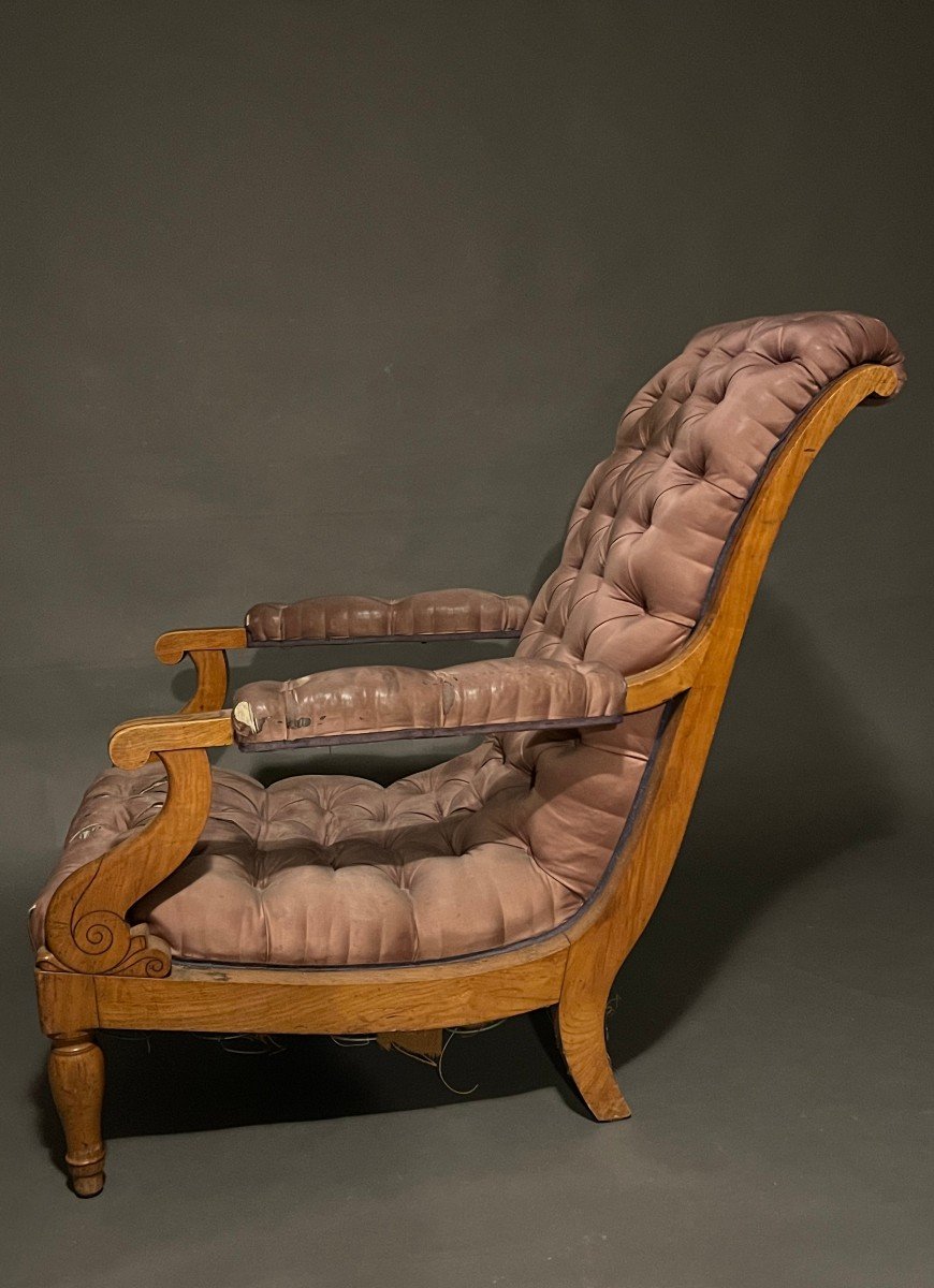 Fauteuil de repos d'époque Charles X en frêne.-photo-3