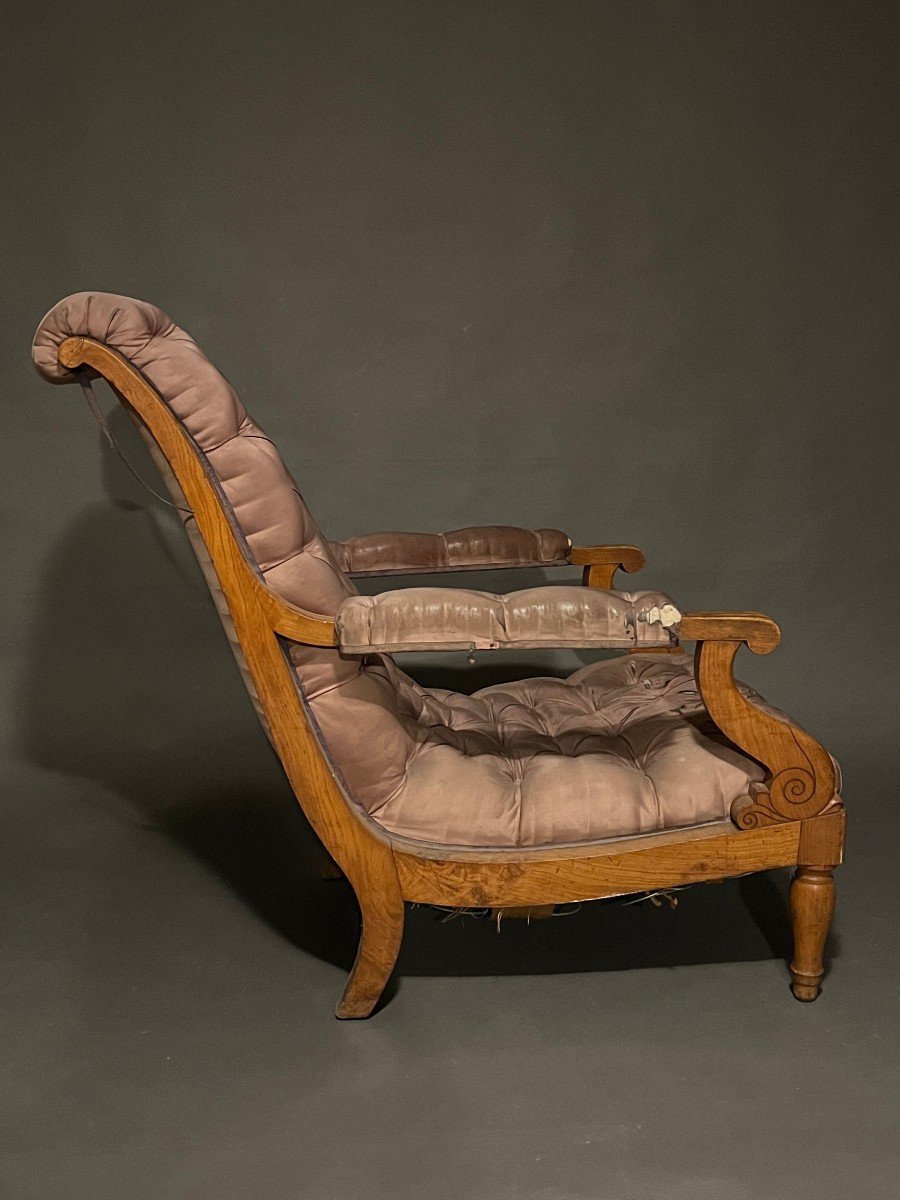 Fauteuil de repos d'époque Charles X en frêne.-photo-1