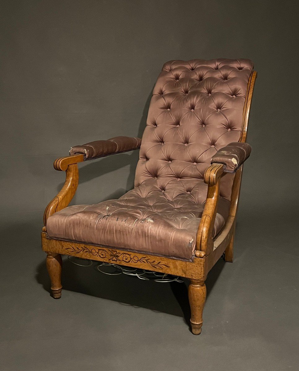 Fauteuil de repos d'époque Charles X en frêne.