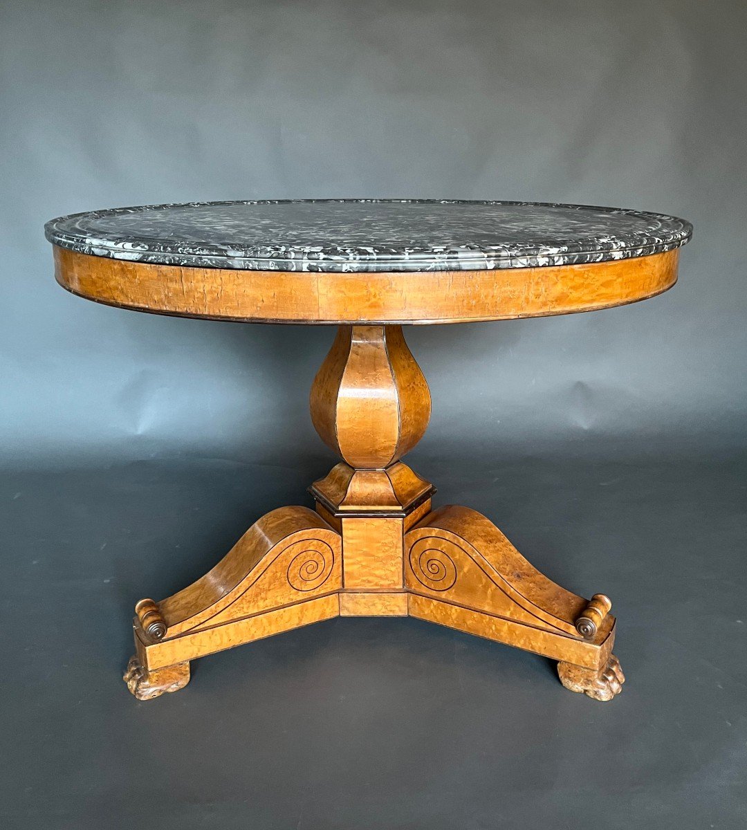 Charles X Period Pedestal Table In Speckled Maple