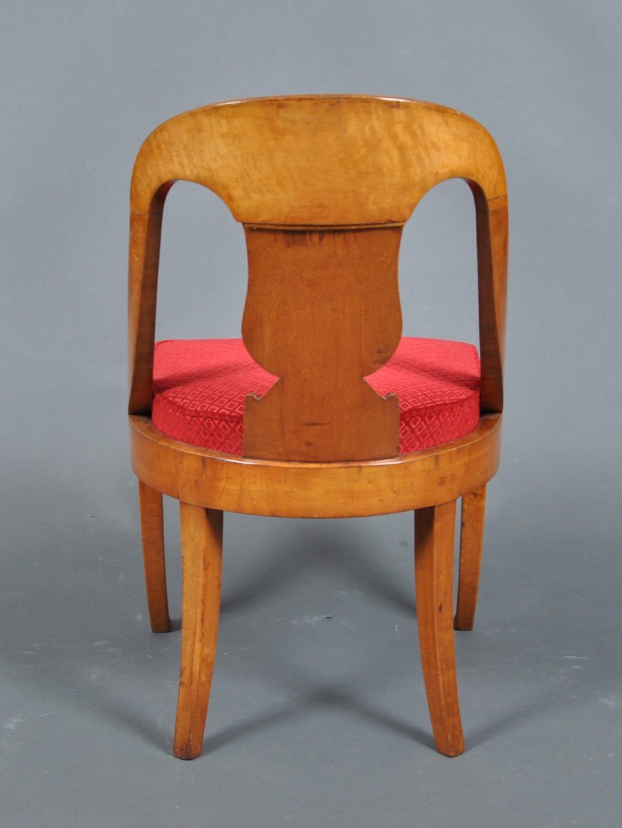 Pair Of Charles X Period Gondola Chairs In Speckled Maple By Jeanselme-photo-4