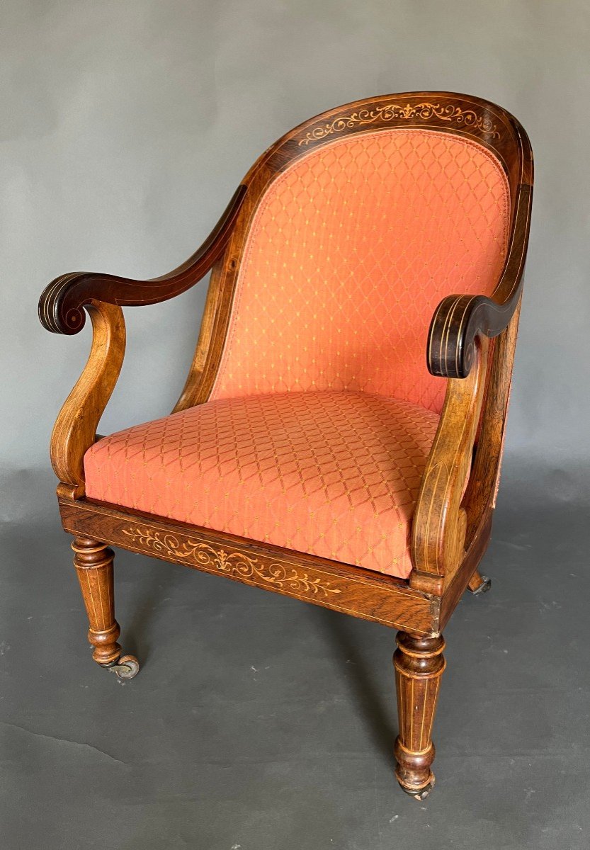 Pair Of Charles X Period Gondola Armchairs In Rosewood-photo-2