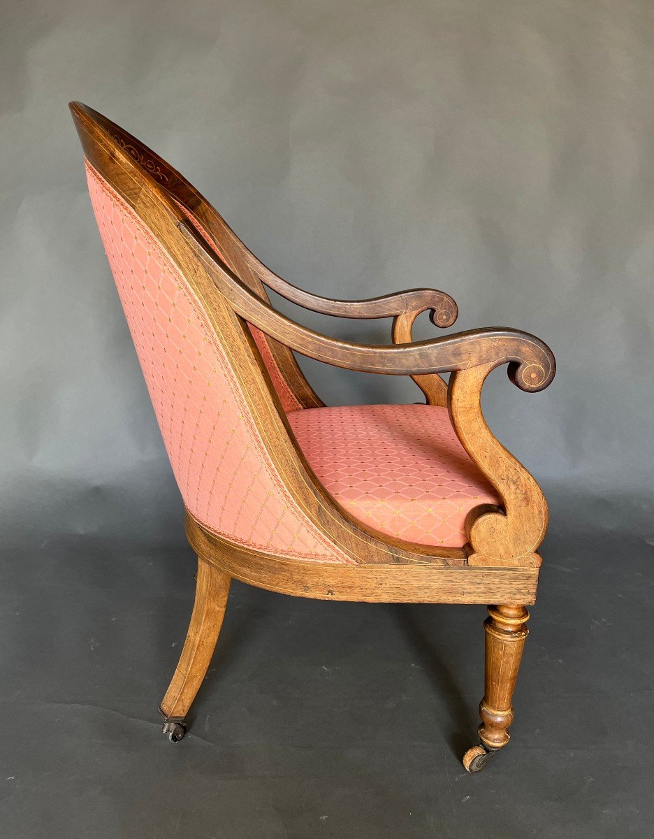 Pair Of Charles X Period Gondola Armchairs In Rosewood-photo-2