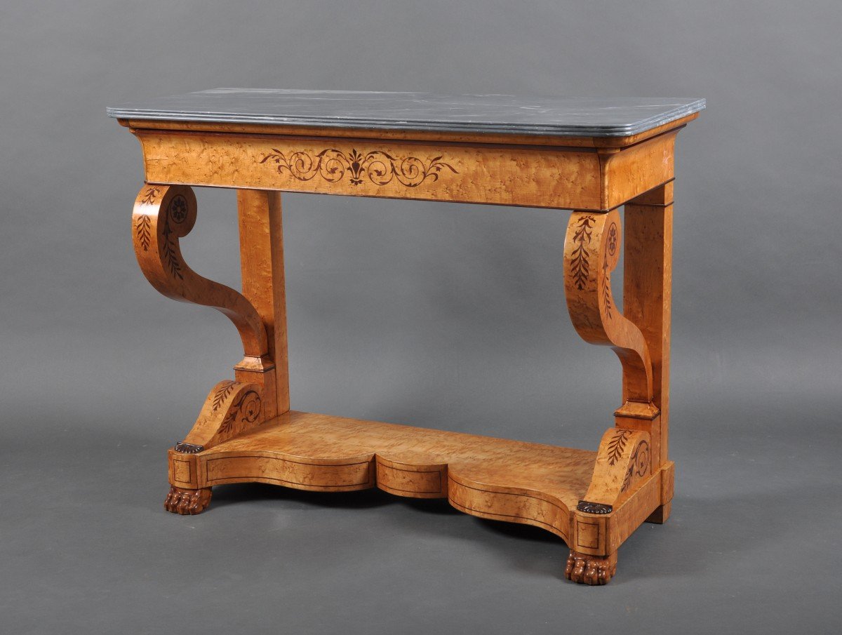 Charles X Period Console In Bird's-eye Maple