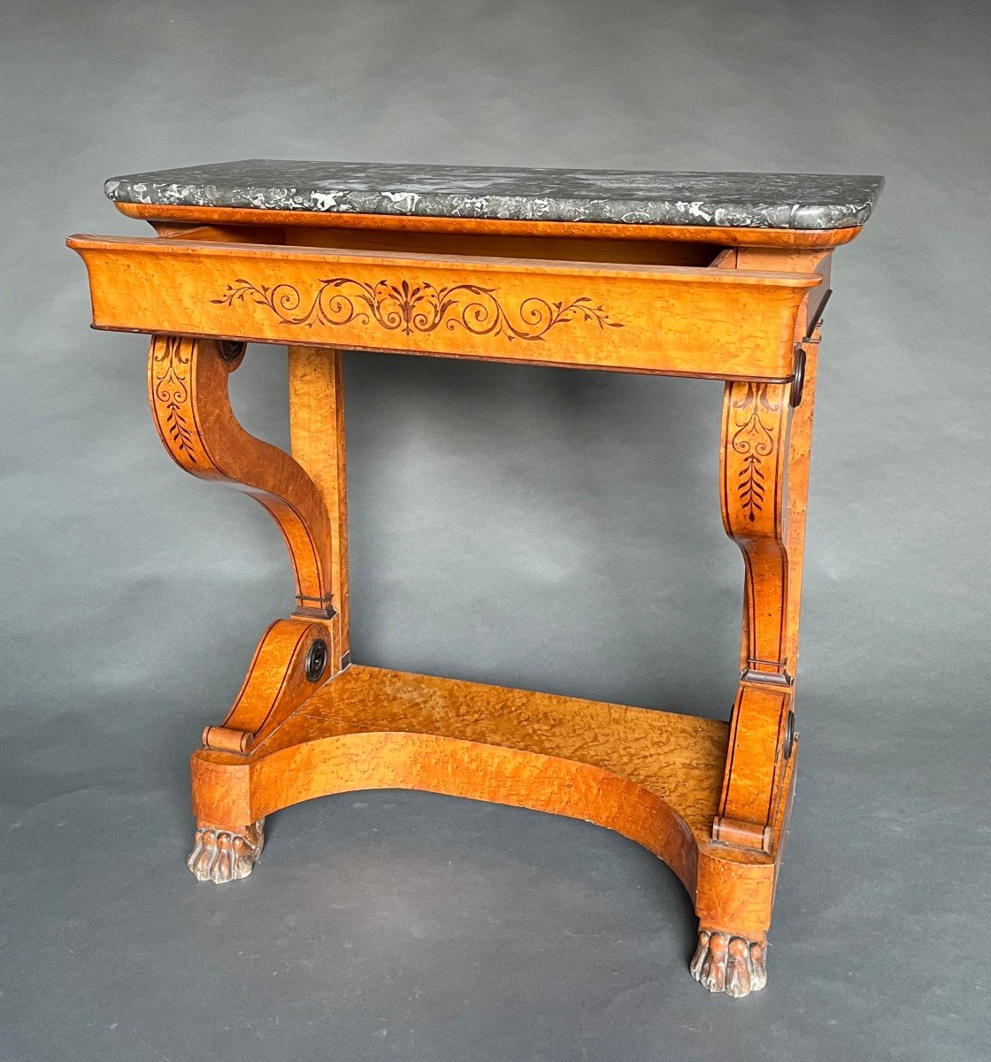 Charles X Period Console In Speckled Maple-photo-2