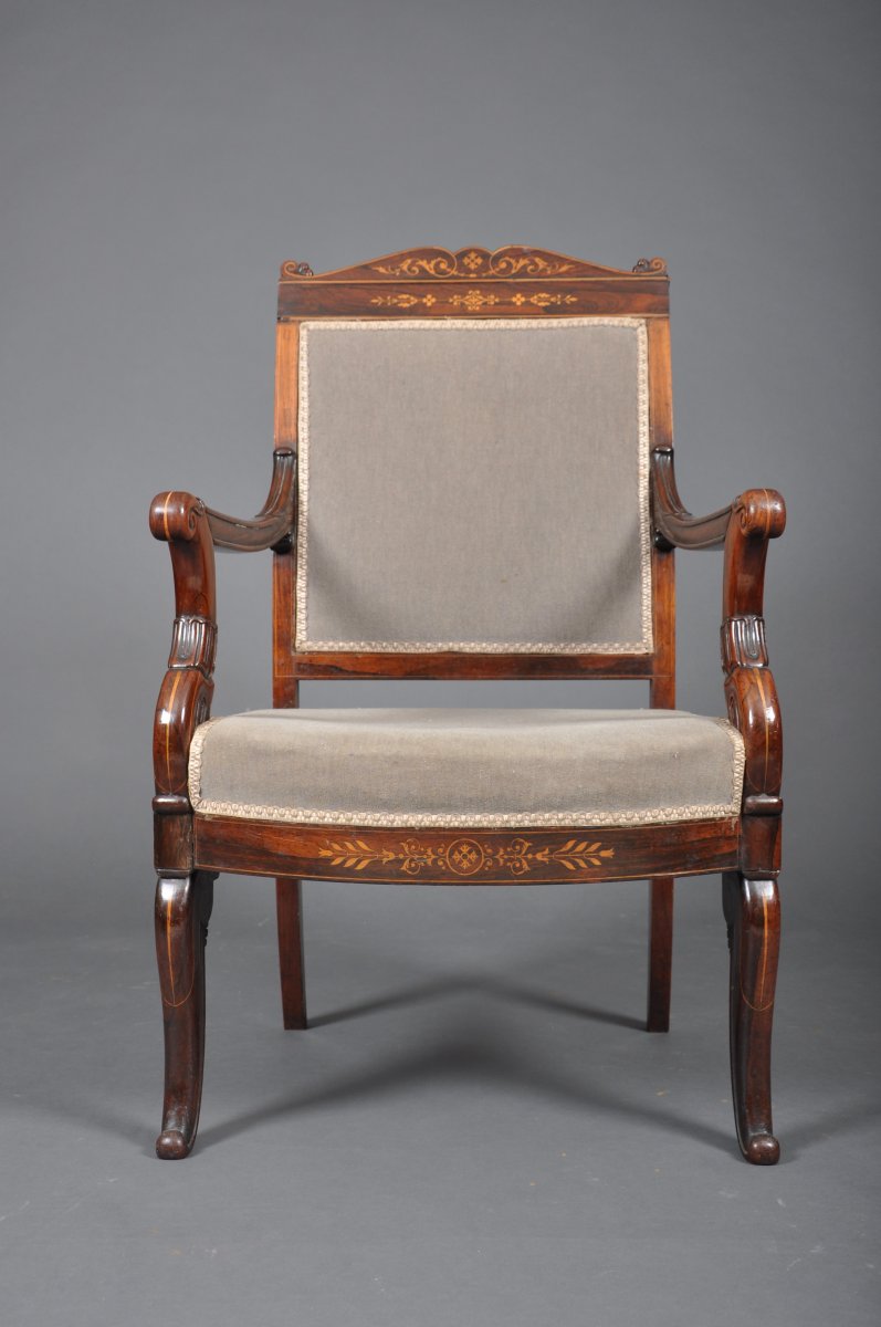 Charles X - Louis-philippe Period Armchair In Rosewood.-photo-2