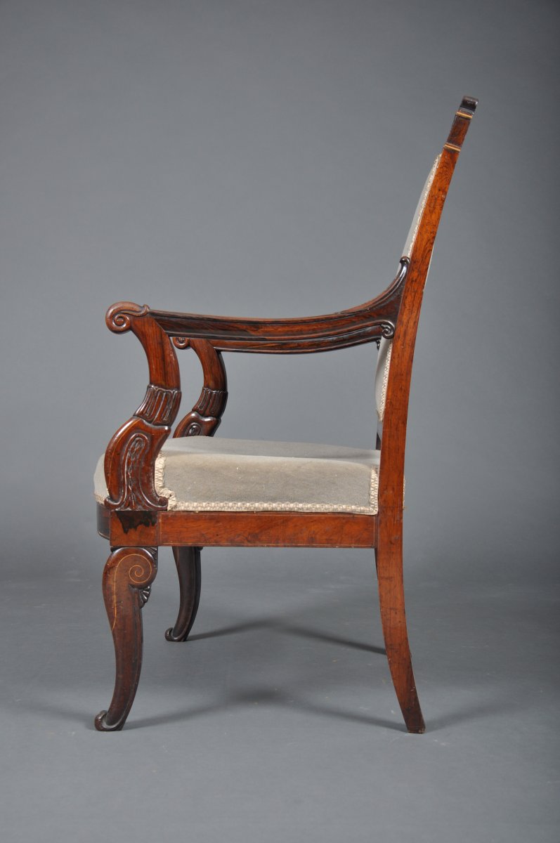Charles X - Louis-philippe Period Armchair In Rosewood.-photo-3
