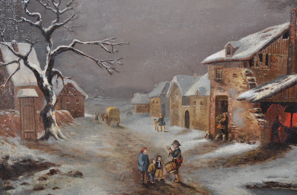 Animated Snow Landscape  Atributed To  Louis-claude Mallebranche (1790-1838).-photo-2