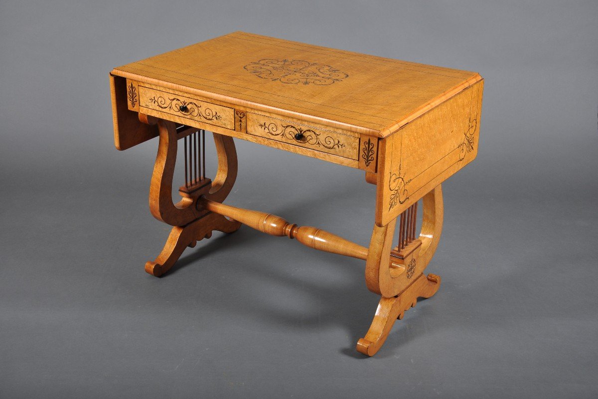 Table Desk With Flaps, Charles X Period In Maple