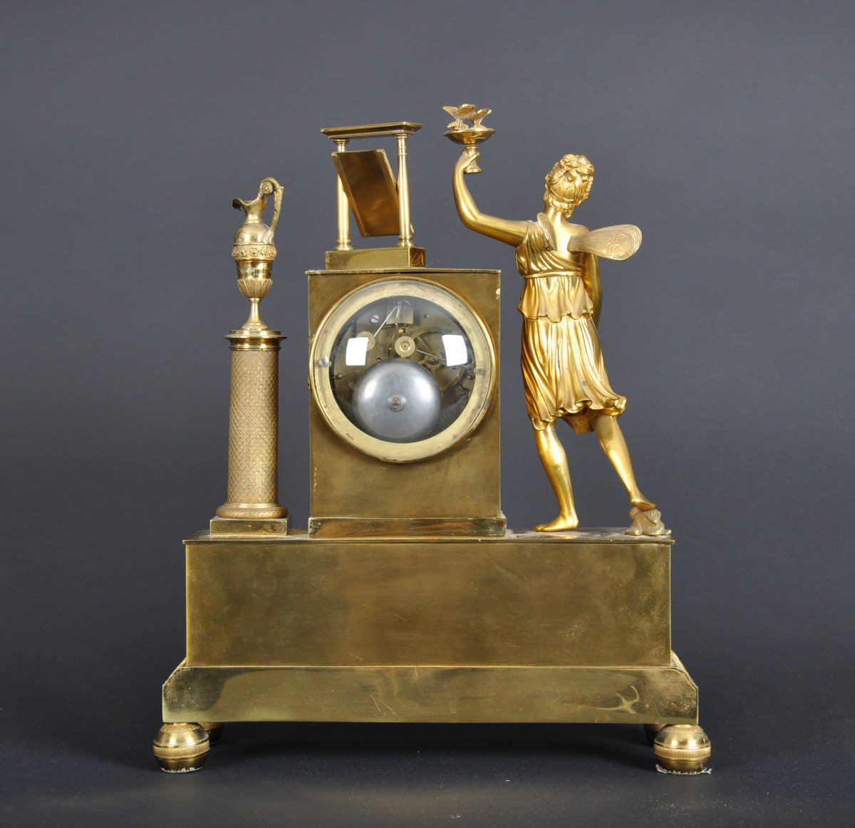 Empire Period Clock - Restoration In Gilded Bronze-photo-3