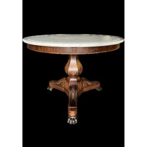 Charles X Period Pedestal Table In Rosewood.