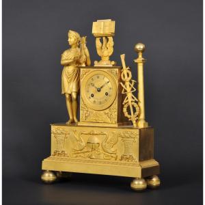 Apollo Clock With Lyre, In Gilded Bronze From The Empire Period - Restoration - Charles X