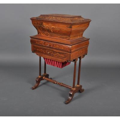 Chest With Shawls And Its Charles X Period Worker In Rosewood.