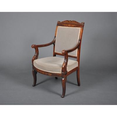 Charles X - Louis-philippe Period Armchair In Rosewood.