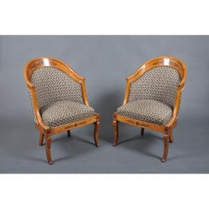 Paire de fauteuils gondoles d'époque Charles X en érable