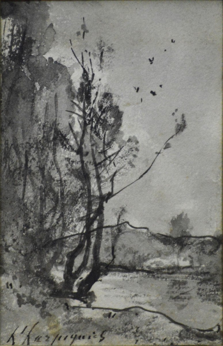 Henri Joseph Harpignies 1819-1916. "Paysage."