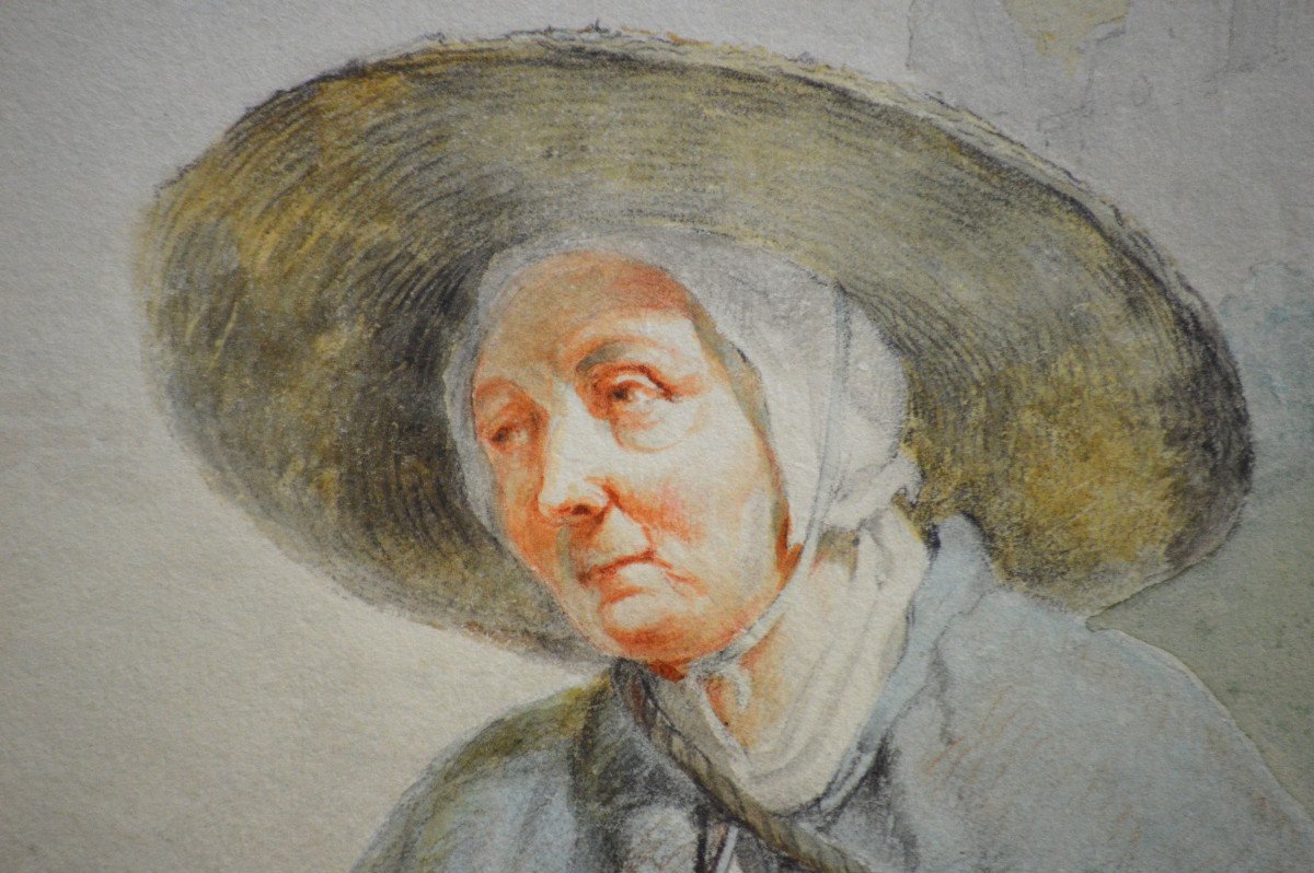 Abraham Van Stry 1753-1826. École Hollandaise. " Paysanne au marché."-photo-4