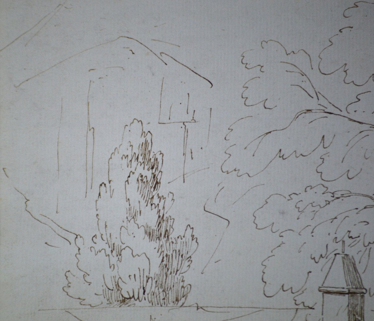 Théodore Caruelle d'Aligny 1798-1871. "Personnage devant une maison à Grindelwald."-photo-4