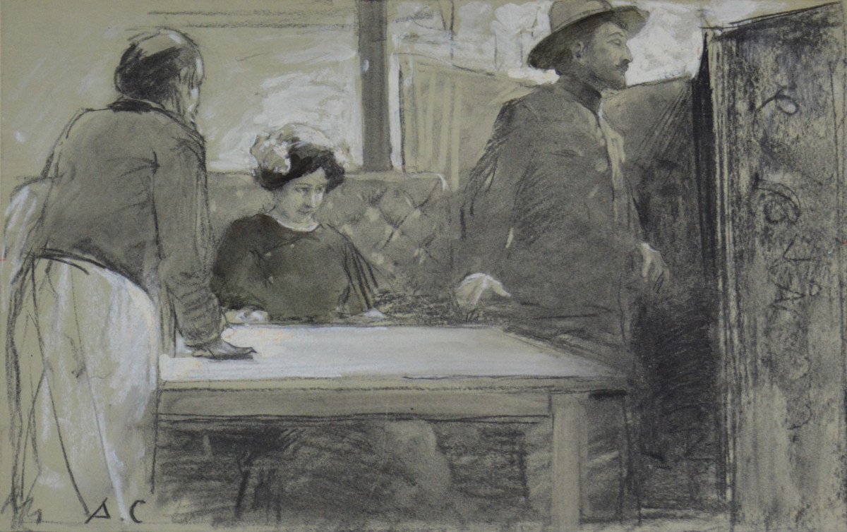 Antoine Calbet 1869-1944. "cafe Scene."