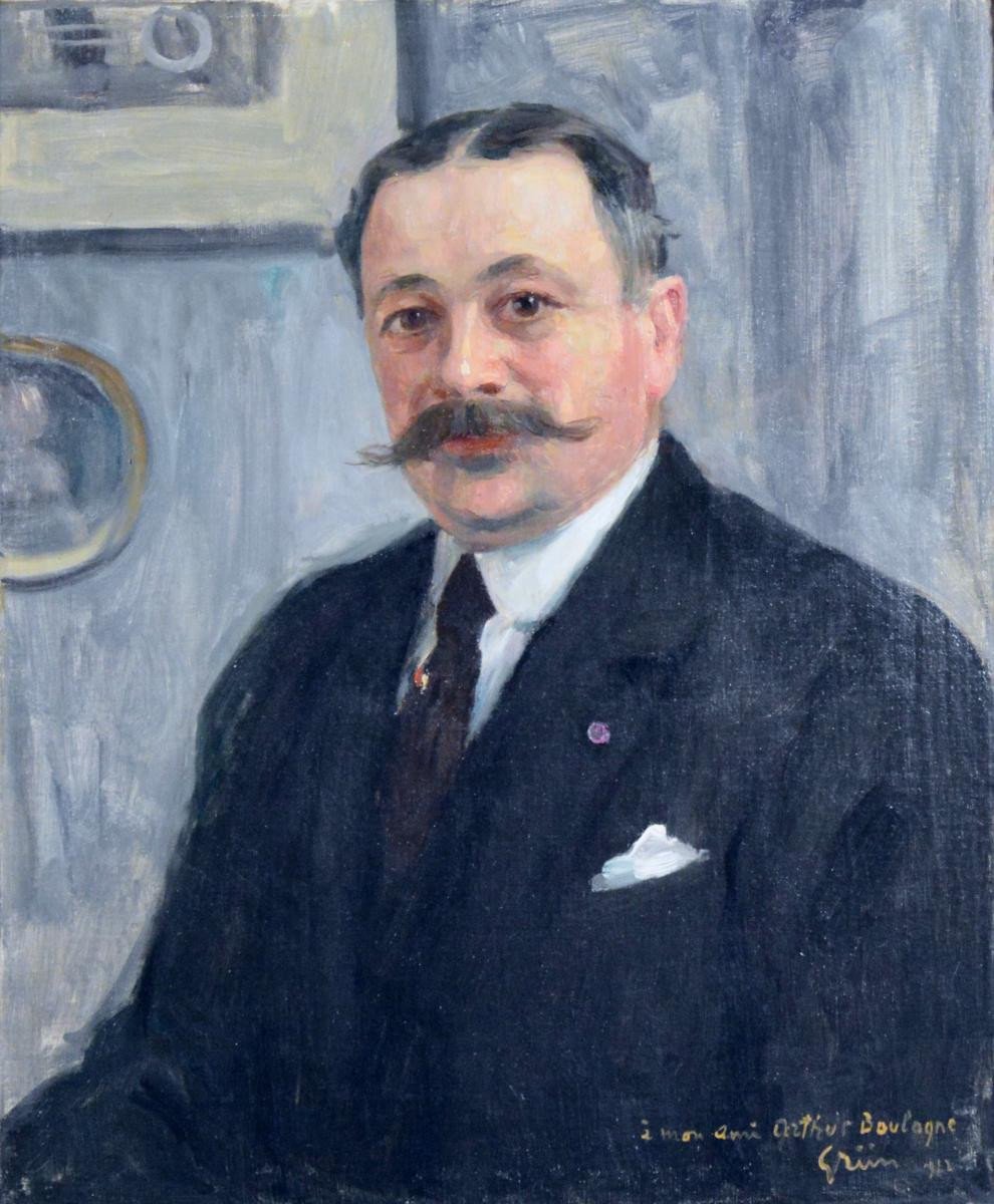 Jules-alexandre Grün 1868-1934. "portrait Of Arthur Boulogne."-photo-2