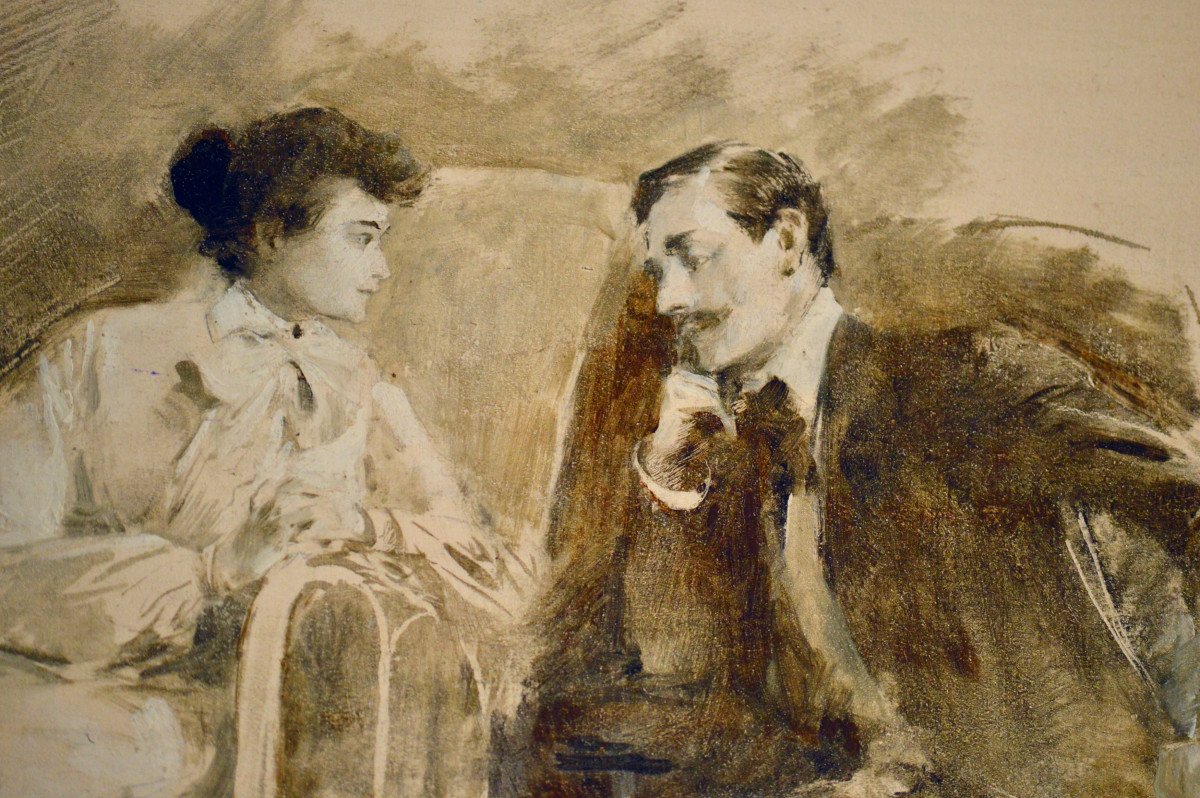 Antoine Calbet 1860-1944. "La conversation."-photo-4