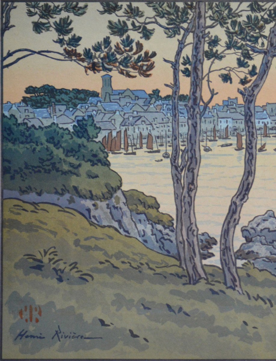 Henri Rivière 1864-1951.  " Le port de Douarnenez. "-photo-4