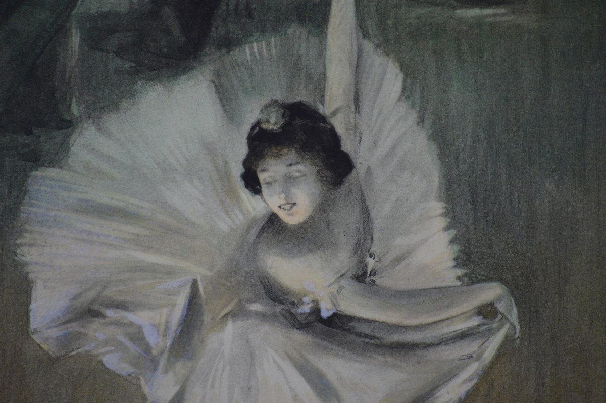 Jean Jamet (illustrateur). "La danseuse." Projet d'Illustration Vers 1900.-photo-4