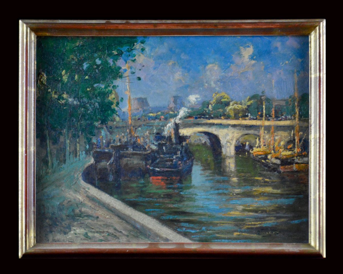 Alphonse Henri Mazard 1865-1939. "Les quais de Seine à Paris."