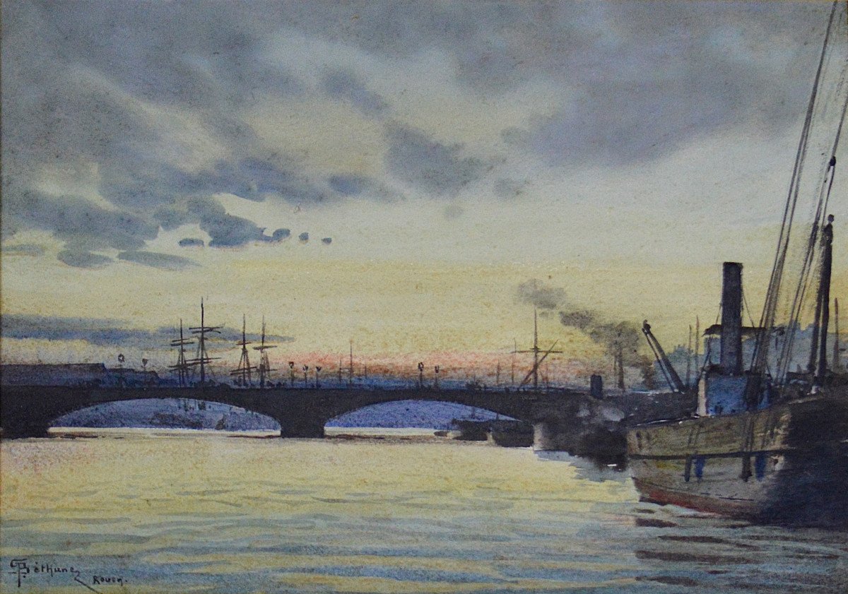 Gaston Bethune 1857-1897. “the Seine At Rouen. »