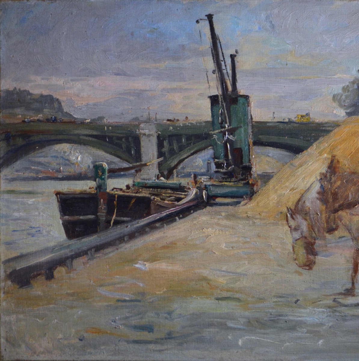 Alphonse Henri Mazard 1865-1939. " Les quais au pont de Sully à Paris."-photo-2