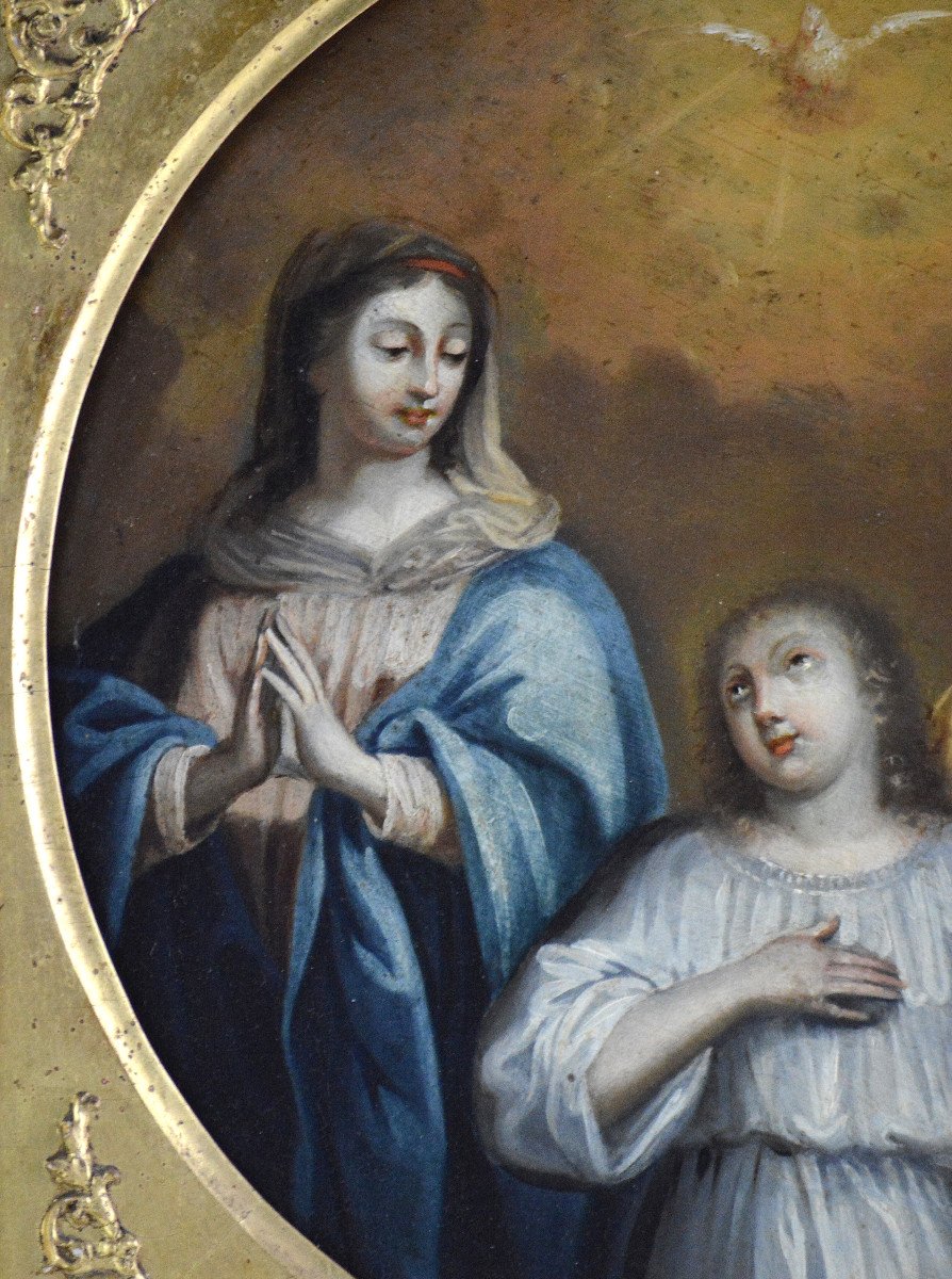 French School Around 1700. "the Holy Family."-photo-3