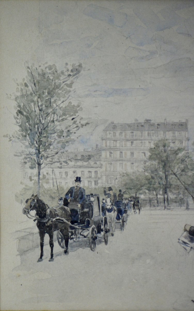 Baron Félicien De Myrbach-rheinfeld 1853-1940. German School. “the Cabs In Paris.”-photo-1