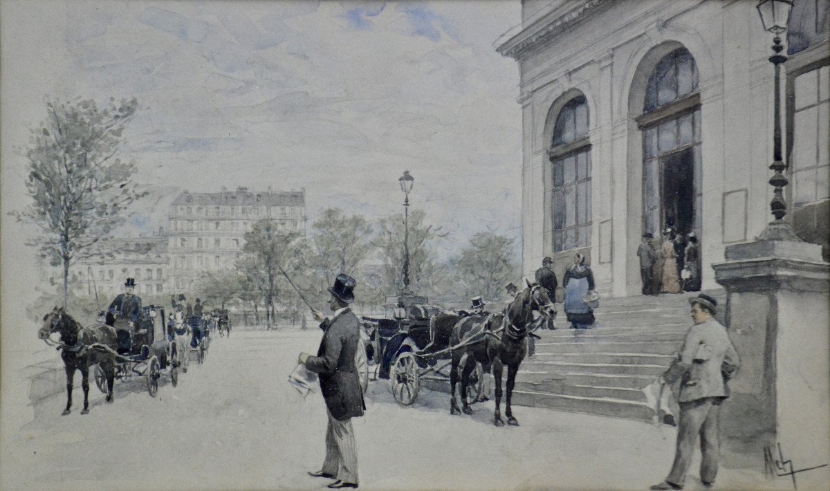 Baron Félicien De Myrbach-rheinfeld 1853-1940. German School. “the Cabs In Paris.”